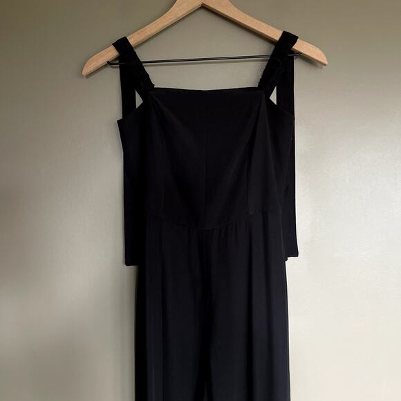 NWT STAUD Rosa Jumpsuit Black Crepe Size 2 Straight Leg Lightweight Off Shoulder - Picture 9 of 16